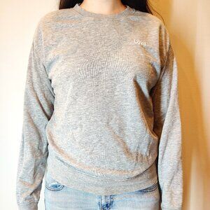 H&M Light Gray Melange/Love Crewneck Sweatshirt
